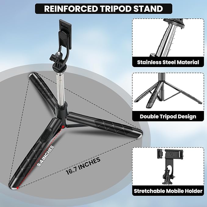 R16S--Super Long Selfie Stick Tripod