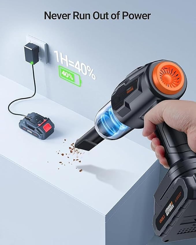Big Handheld Car Vacuum Wireless | Cordless Vacuum Cleaner with High Power Suction | Vacuum with One Batteries Long Endurance, 48v/120w Mini Cleaner for Car, Home (2)