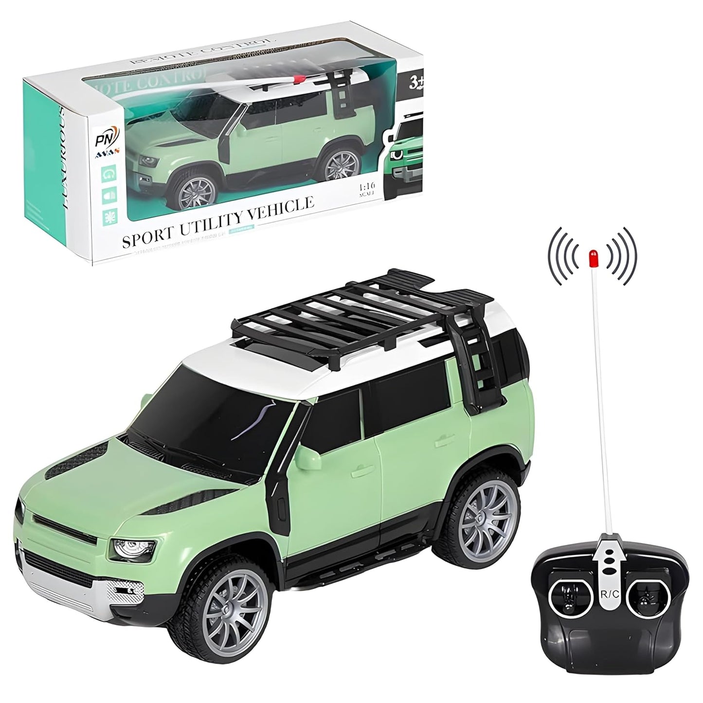 Remote Control Defender Car - 4Wd High-Speed Off-Road Rc Car With Led Lights, Rechargeable Battery,