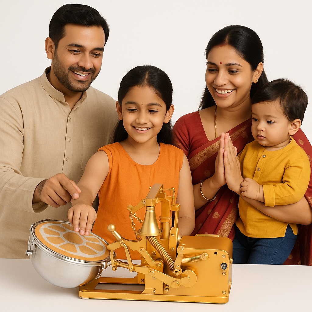 Fully Automatic Electric Mini Aarti Machine with Nagara, 2 Bells & Jalar For Home Temple, Satsang Or Pooja Room