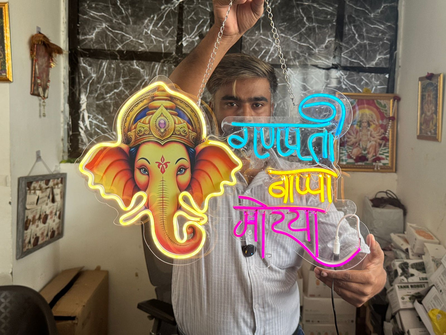 UV NEON BOARD GANAPATI BAPPA MORIYA
