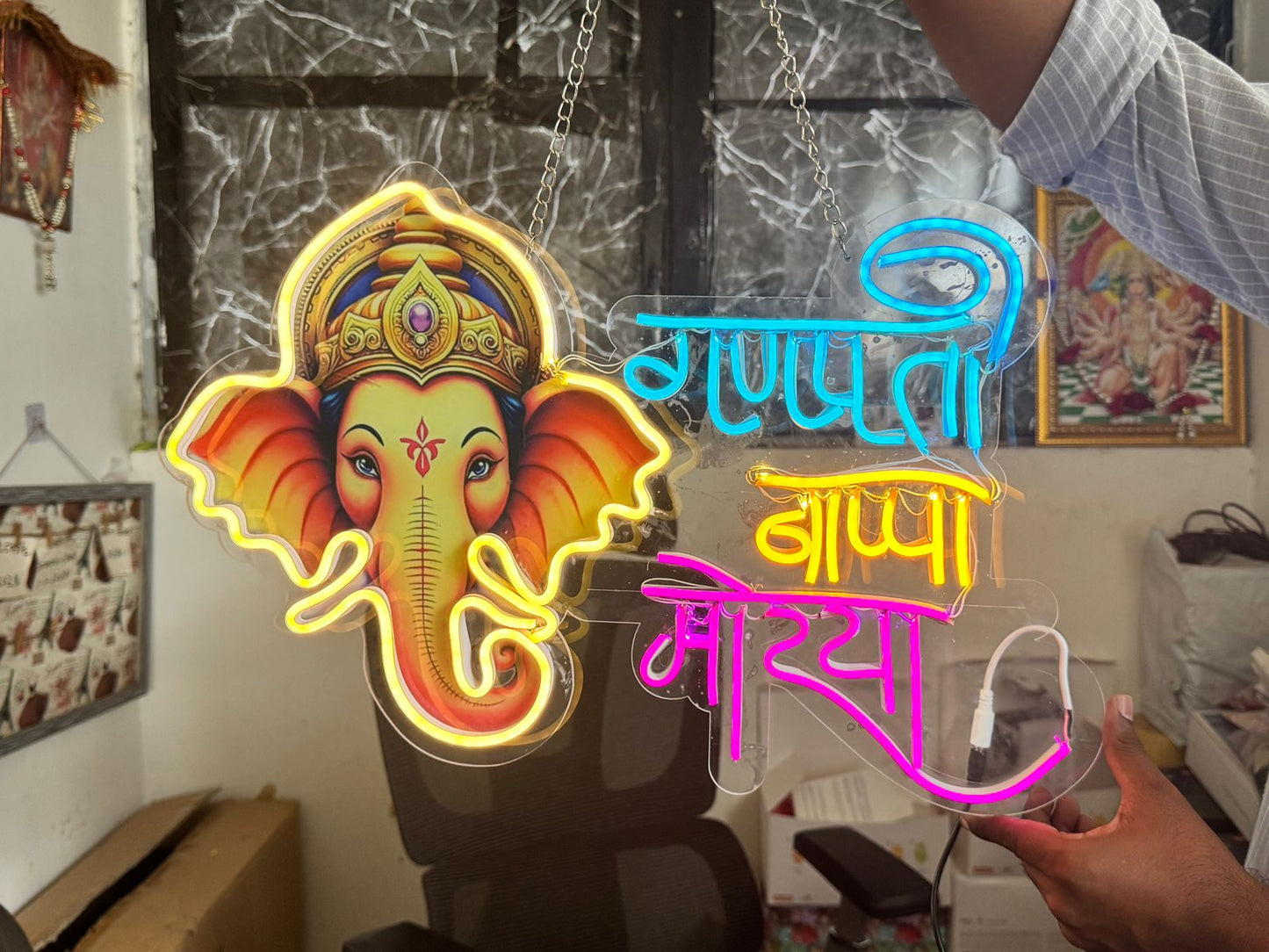 UV NEON BOARD GANAPATI BAPPA MORIYA