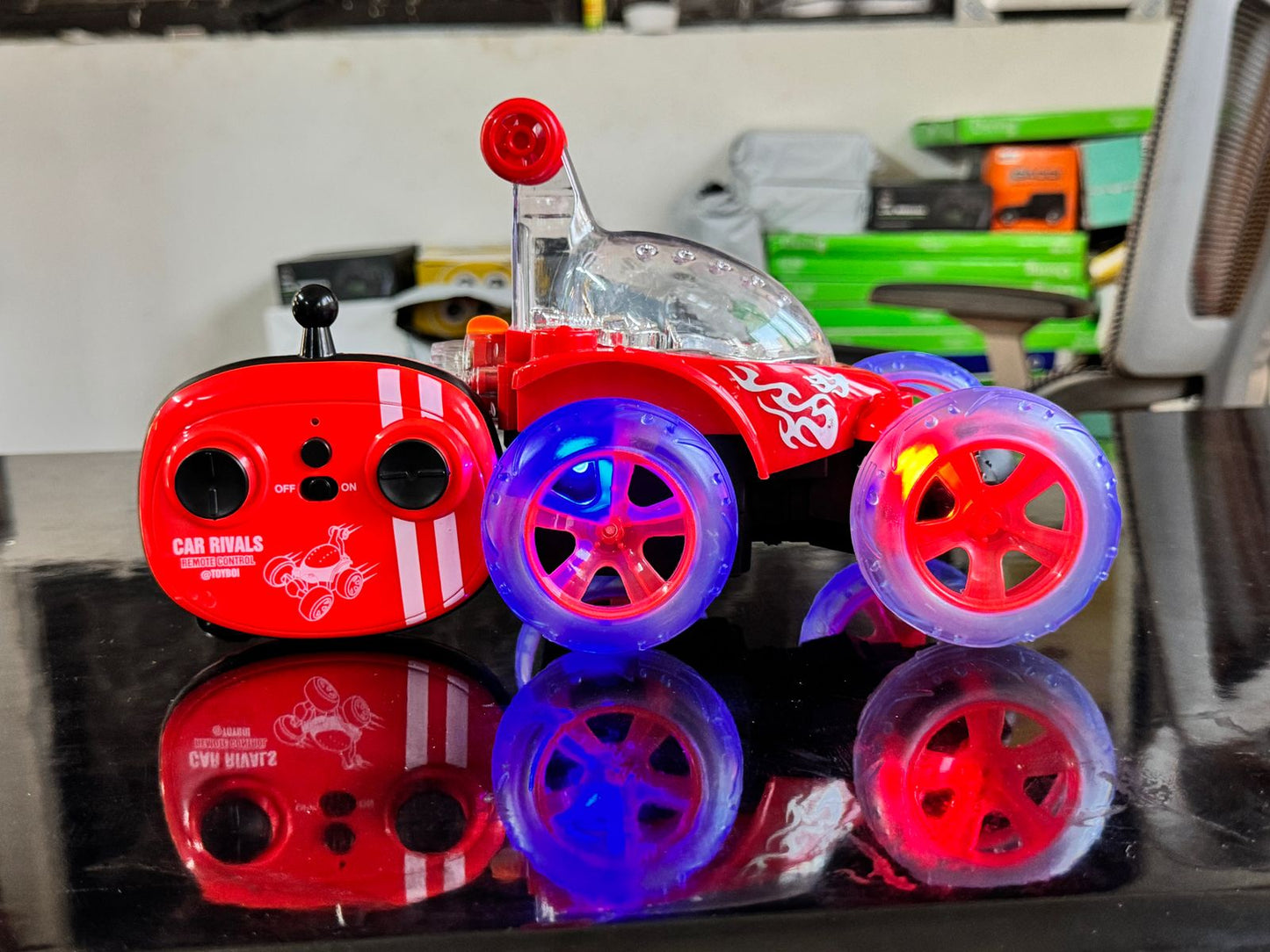 🔥LATEST TECHNOLOGY ✨STUNT CAR WITH 🎮 REMOTE+🔋CHARGING+📱MOBILE REMORE+💨 SMOKING 💡LIGHT AND🎶 MUSIC