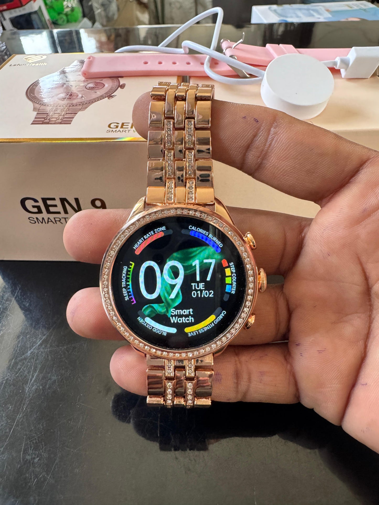 GEN 9 OG Version Women's Smartwatch with Elegant Rose Gold Metal Strap & HD Display, Bluetooth Calling, 500+ Watch Faces, (WSW-G9-01)