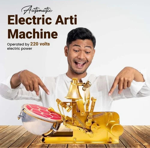 Fully Automatic Electric Mini Aarti Machine with Nagara, 2 Bells & Jalar For Home Temple, Satsang Or Pooja Room