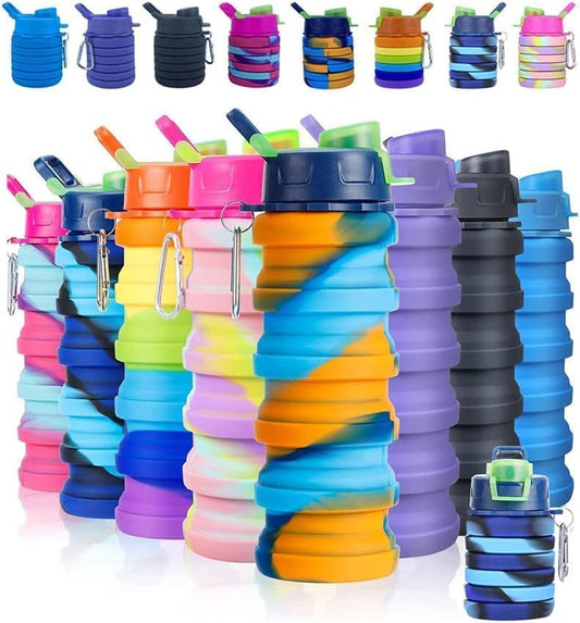 Silicone Sipper Bottle For Kids 500 Ml Anti-Leak Kids Water Bottle Bpa Free, Expandable Sipper Water Bottle For Home,Office,Gym,Trekking,Fancy Stylish Water