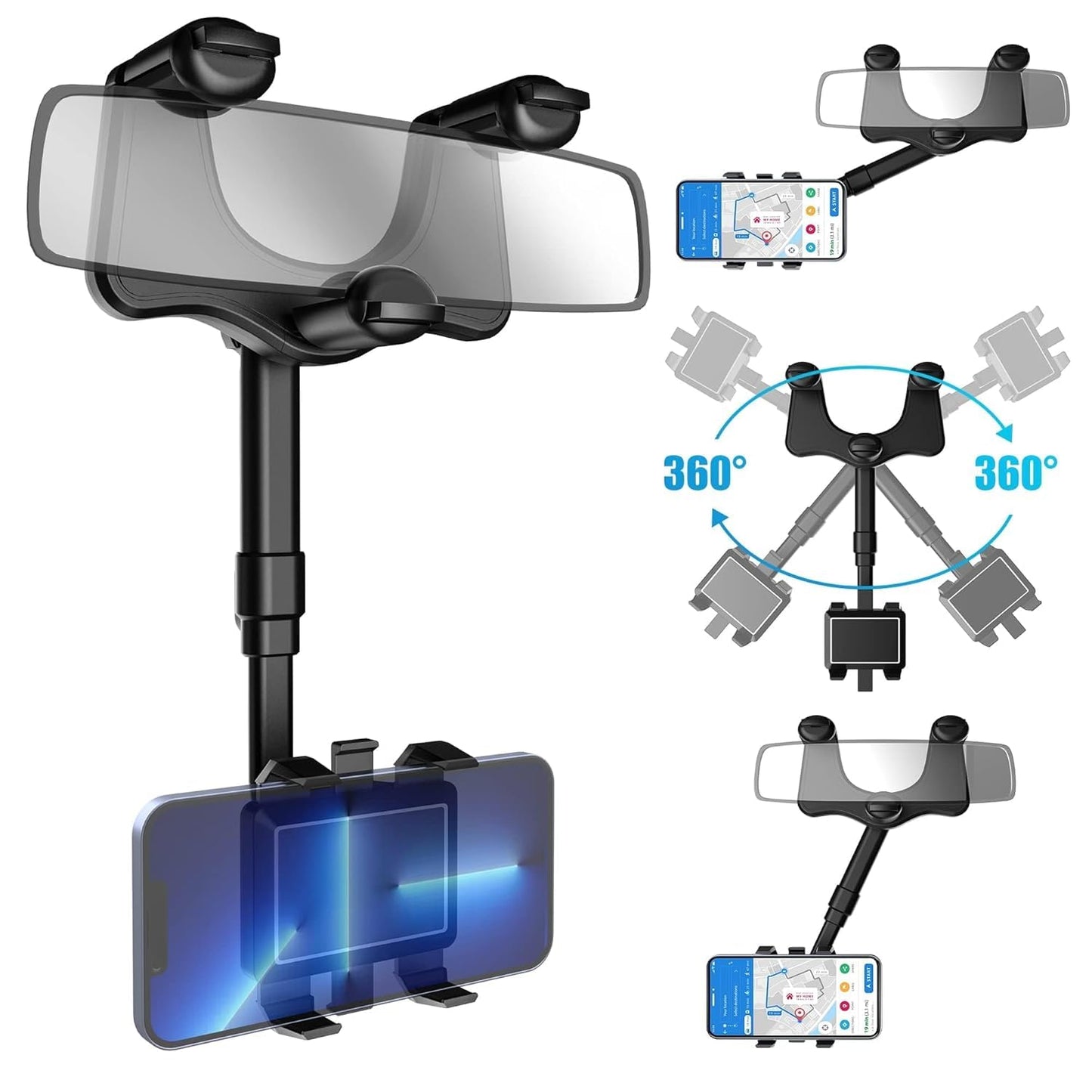360 Rotatable and Retractable Car Phone Holder