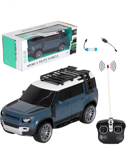Remote Control Defender Car - 4Wd High-Speed Off-Road Rc Car With Led Lights, Rechargeable Battery,