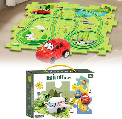 Puzzle Track Play Set Vehicles, Battery-Operated Toy