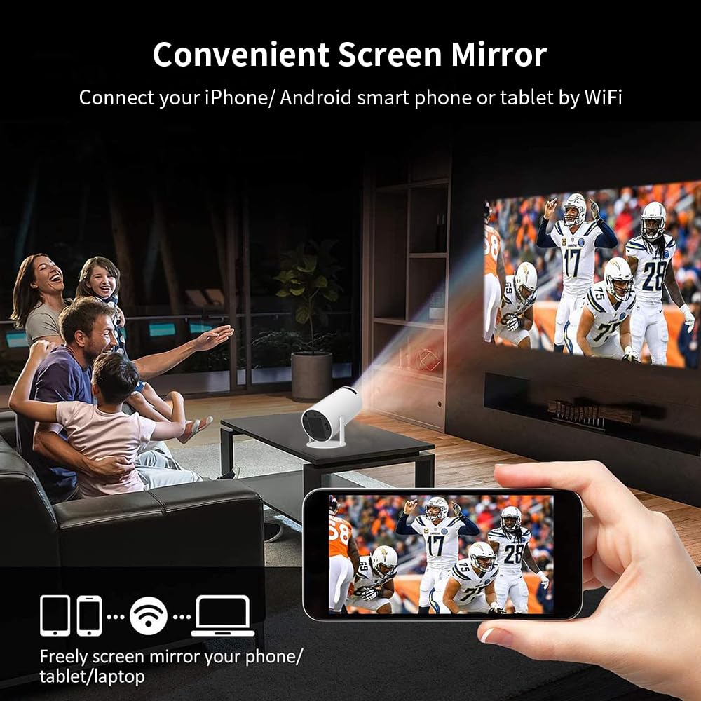 Smart Projector for Home 4K Support, Native 720p HD Resolution, 2500 Lumen, Rotabable Design, Speaker, Android 11 with Built-in Apps (Netflix, Prime, YouTube) WiFi, 100''Max Display