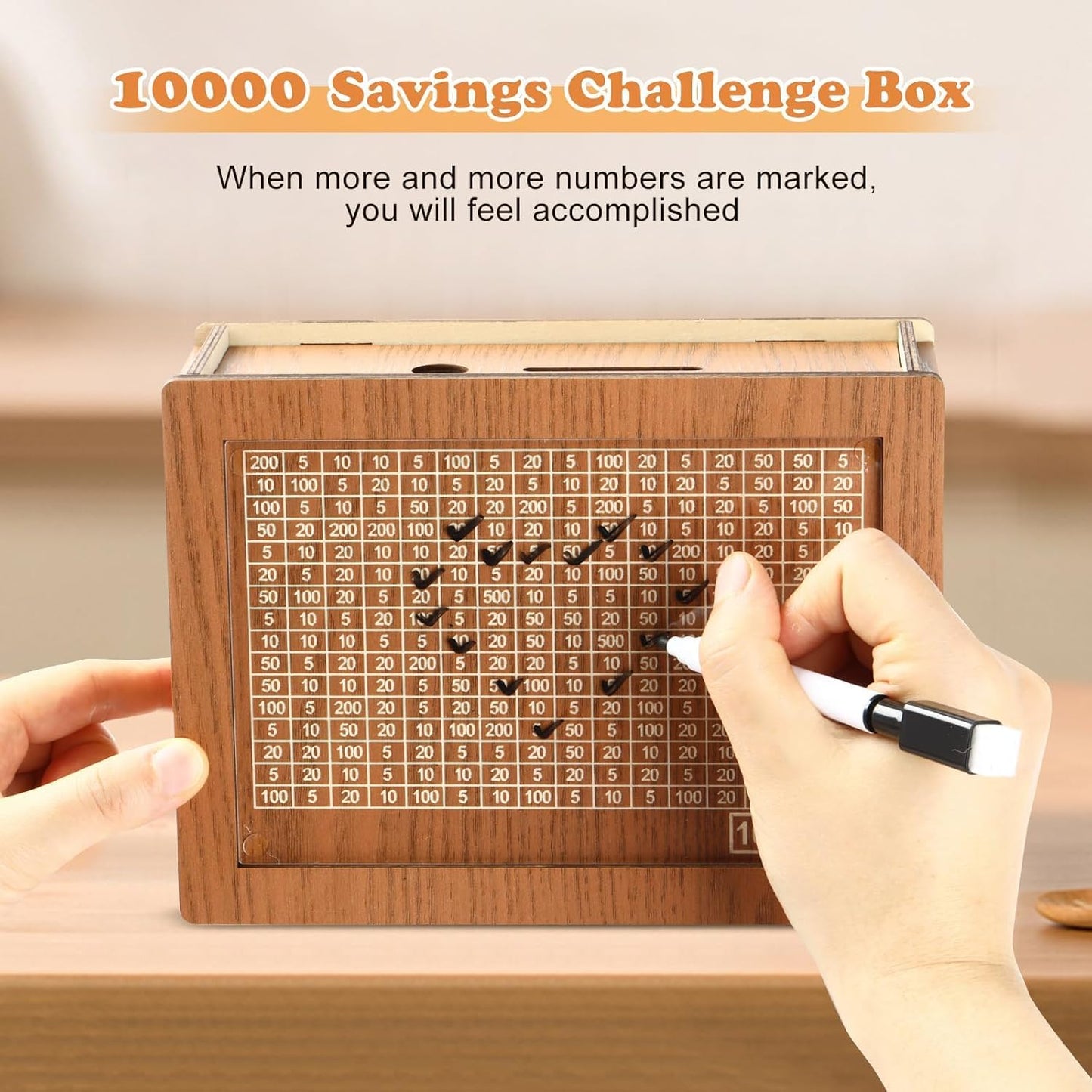 100000 Rupees Goal   Wooden Money Piggy Bank