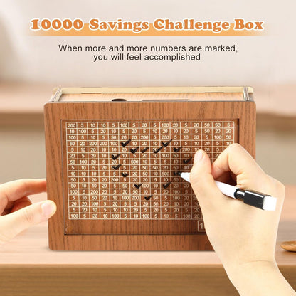 100000 Rupees Goal   Wooden Money Piggy Bank
