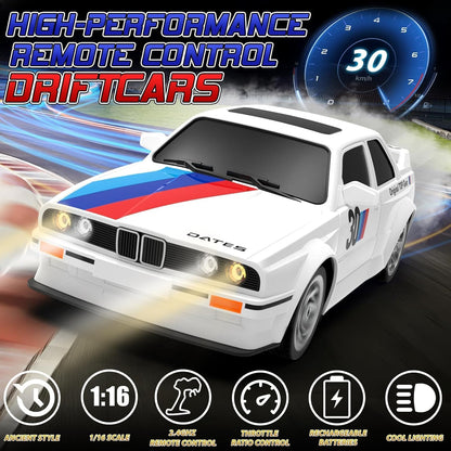 Rc Drift Remote Control Car 1:24 Scale, High-Speed, 4Wd, Led Lights, Rechargeable Racing Car, Drifting Tires, 2.4Ghz, for Kids