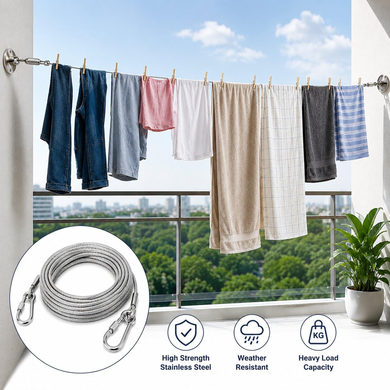 Heavy Duty Clothes Drying Rope  big 10meter