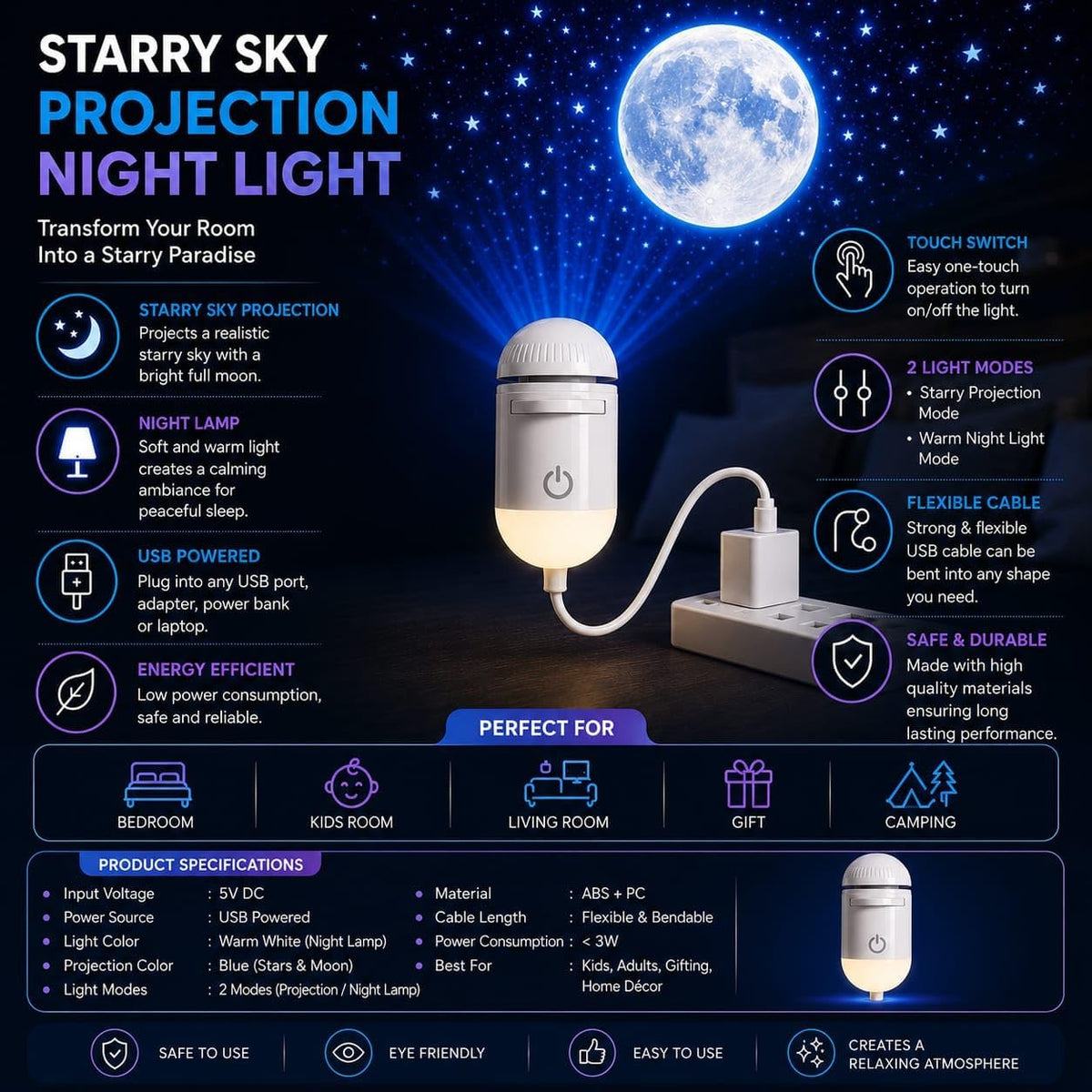 2 in 1 galaxy star moon projector  for room