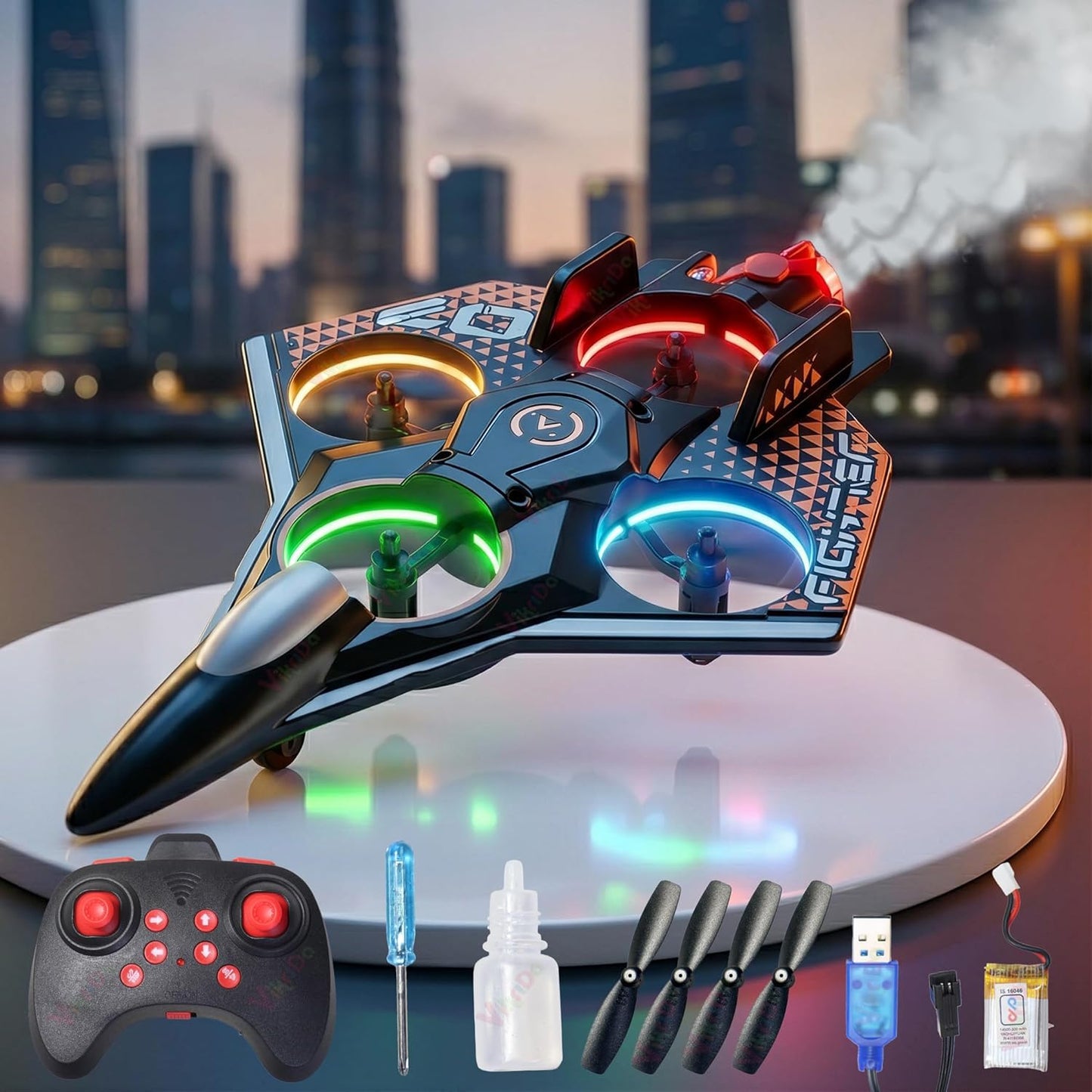 Jet Airplane with LED Lights and Smoke Effects