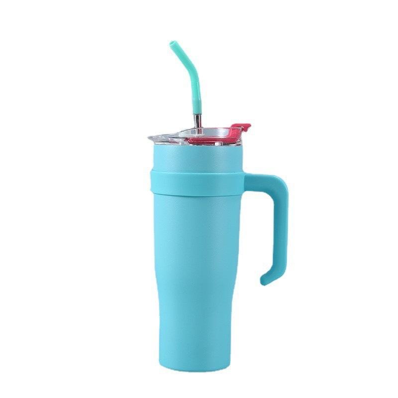 Large Capacity 40 oz Insulated Stainless Steel Car Cup Tumbler 304 Drinkware Straw Handle Gym Outdoor Activities