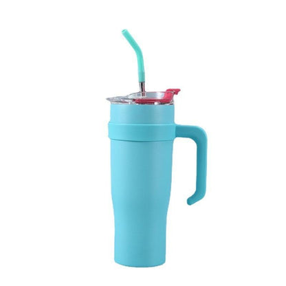 Large Capacity 40 oz Insulated Stainless Steel Car Cup Tumbler 304 Drinkware Straw Handle Gym Outdoor Activities