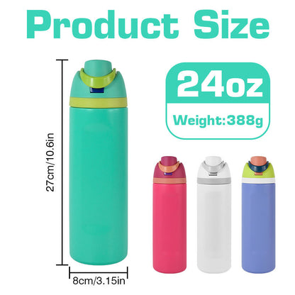 Stainless Steel Double Wall Insulated Thermal Gym Sport Water Bottle with Handle Lids Straw