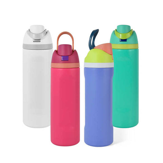 Stainless Steel Double Wall Insulated Thermal Gym Sport Water Bottle with Handle Lids Straw
