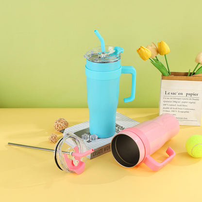 Large Capacity 40 oz Insulated Stainless Steel Car Cup Tumbler 304 Drinkware Straw Handle Gym Outdoor Activities