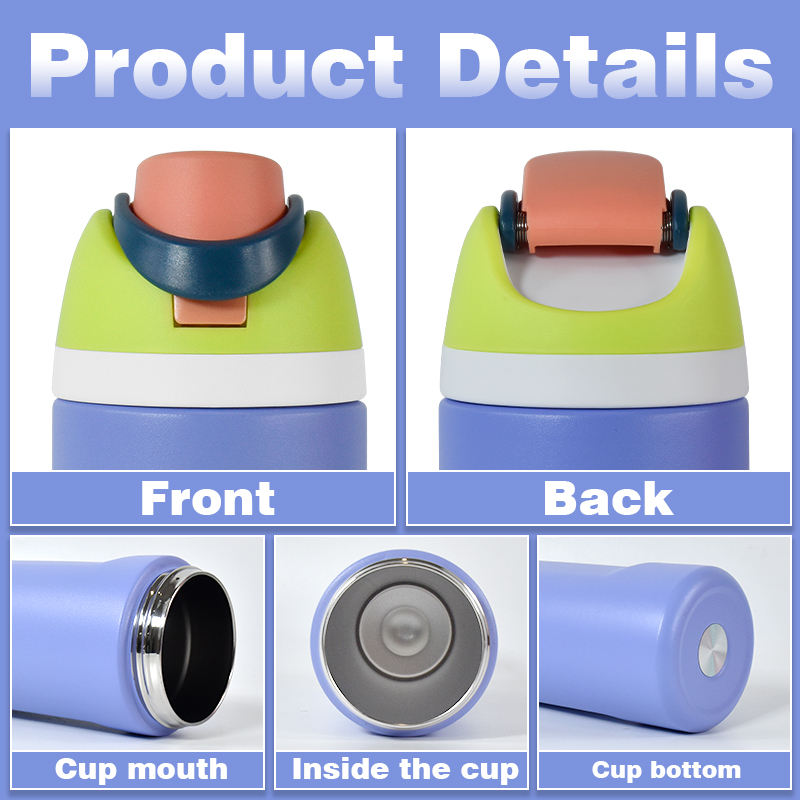 Stainless Steel Double Wall Insulated Thermal Gym Sport Water Bottle with Handle Lids Straw