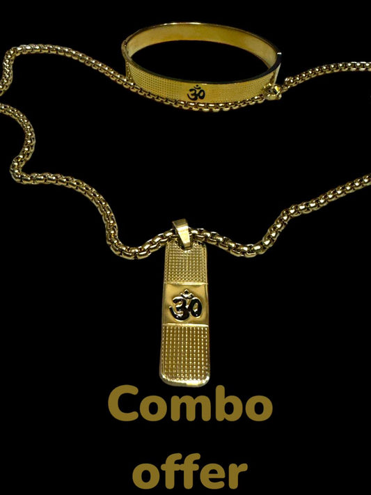 COMBO OFFER 24K GOLD PLATED SHIV KADA AND PENDANT