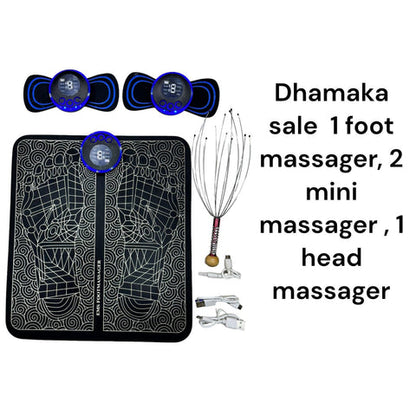 4 IN 1 -DHAMAKA SALE -EMS FOOT MASSAGER + 2 BUTTERFLY MINI MASSAGER + 1 HEAD MASSAGE R