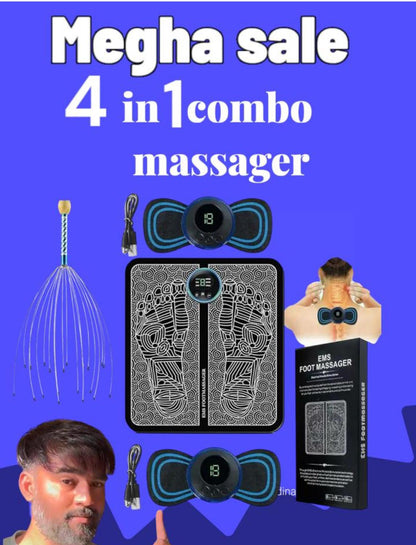 4 IN 1 -DHAMAKA SALE -EMS FOOT MASSAGER + 2 BUTTERFLY MINI MASSAGER + 1 HEAD MASSAGE R