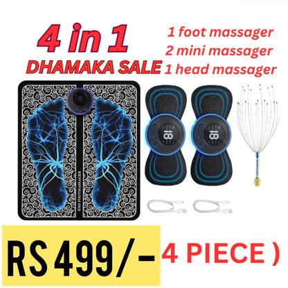 4 IN 1 -DHAMAKA SALE -EMS FOOT MASSAGER + 2 BUTTERFLY MINI MASSAGER + 1 HEAD MASSAGE R