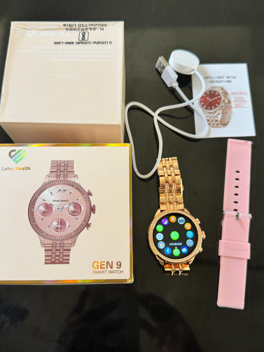 GEN 9 OG Version Women's Smartwatch with Elegant Rose Gold Metal Strap & HD Display, Bluetooth Calling, 500+ Watch Faces, (WSW-G9-01)
